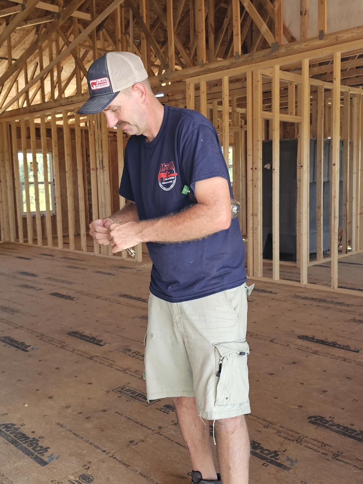 Preparing for plumbing work in a framed home